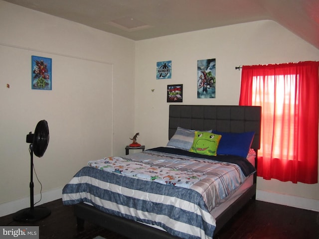 bedroom featuring dark hardwood / wood-style floors