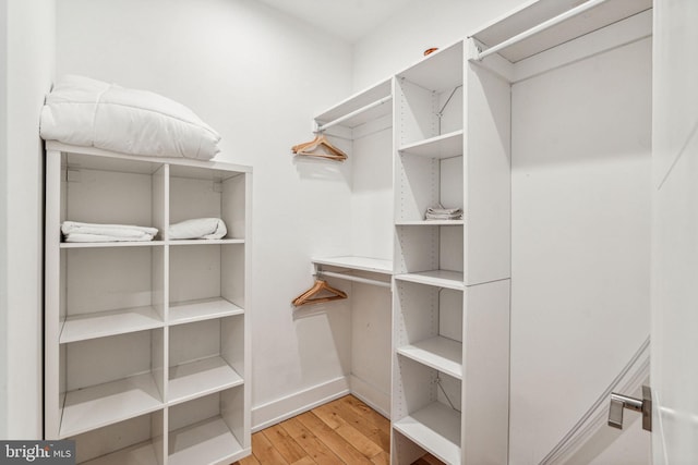 walk in closet featuring light hardwood / wood-style floors