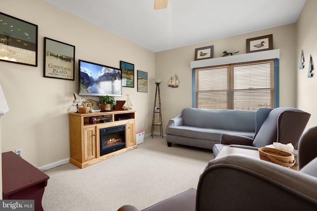 living room featuring carpet flooring