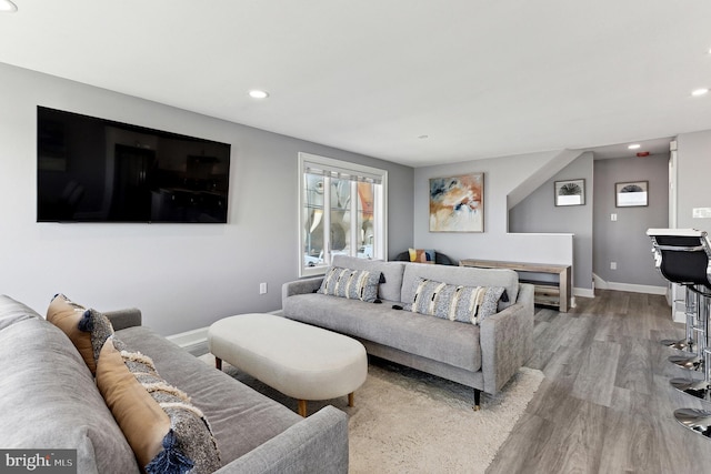 living room featuring light hardwood / wood-style floors