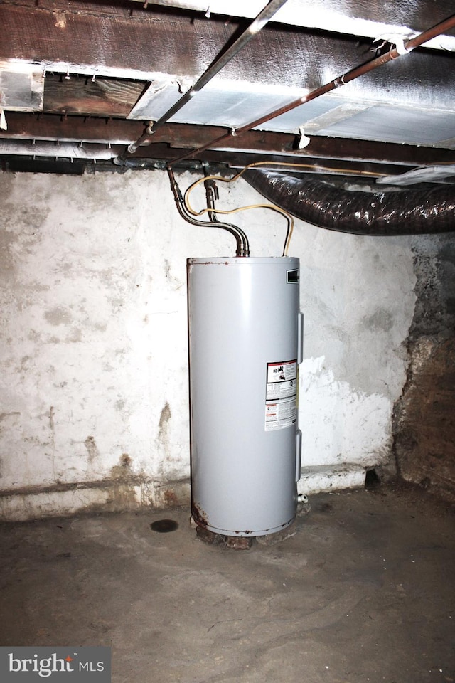 utility room with water heater