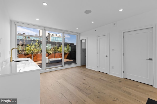 spare room featuring light hardwood / wood-style floors and sink