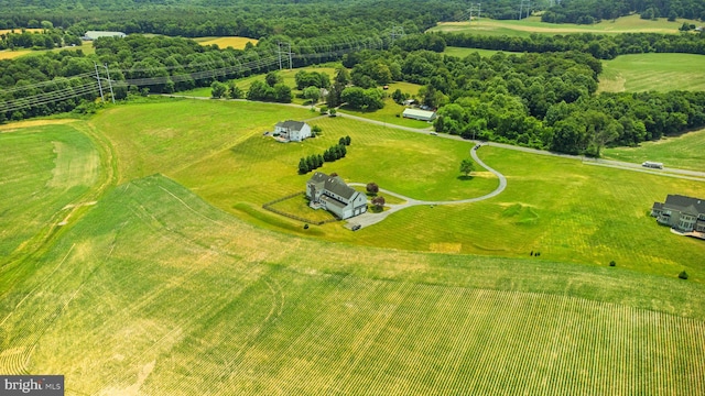 drone / aerial view featuring a rural view