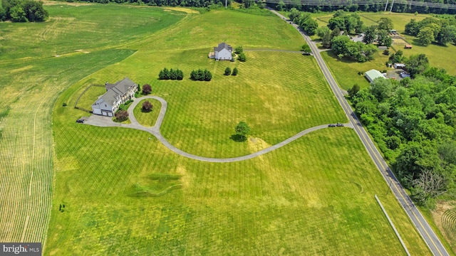 aerial view featuring a rural view