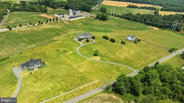 bird's eye view with a rural view