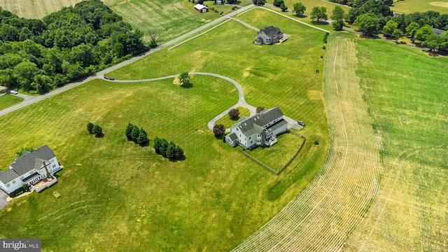 aerial view with a rural view