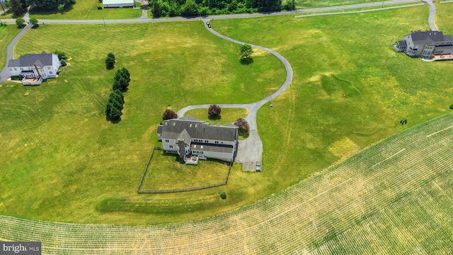 bird's eye view with a rural view