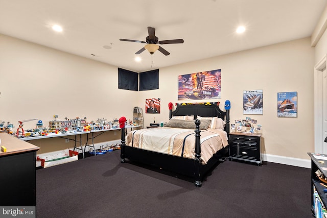 bedroom featuring ceiling fan