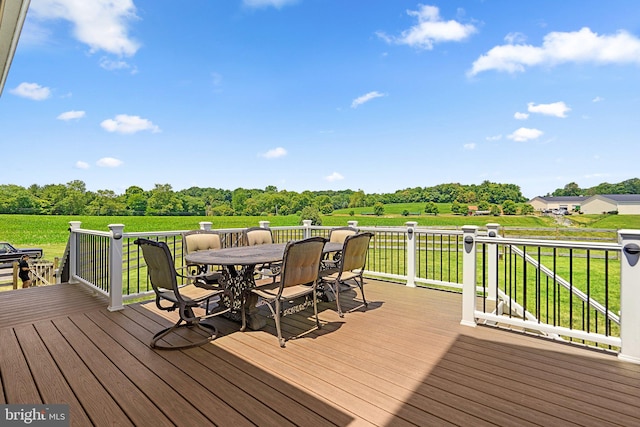 deck featuring a rural view