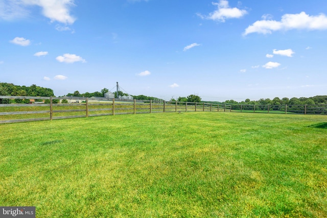 view of yard with a rural view