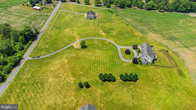 aerial view featuring a rural view