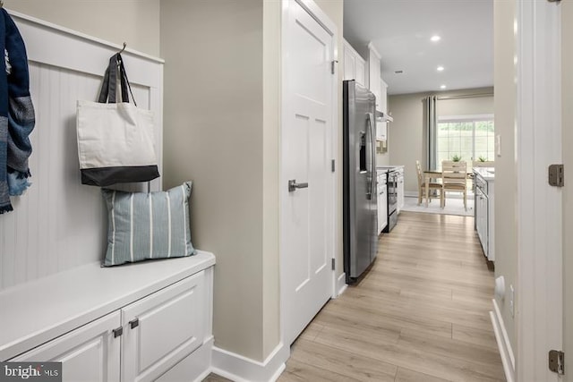 mudroom featuring light hardwood / wood-style flooring