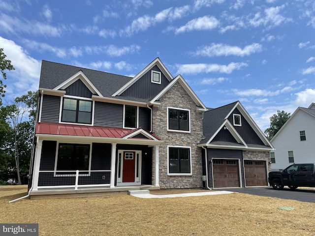 craftsman-style home with covered porch