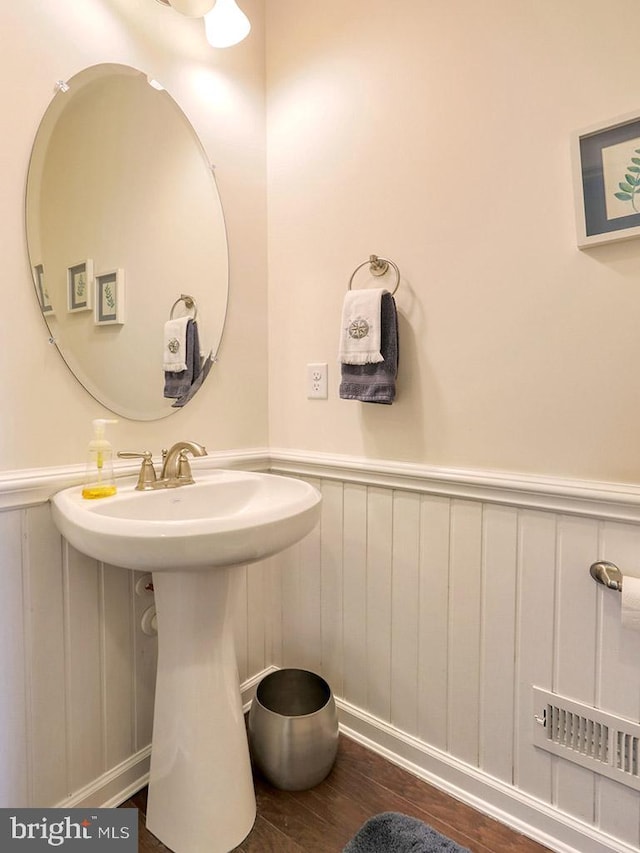 bathroom featuring wood-type flooring