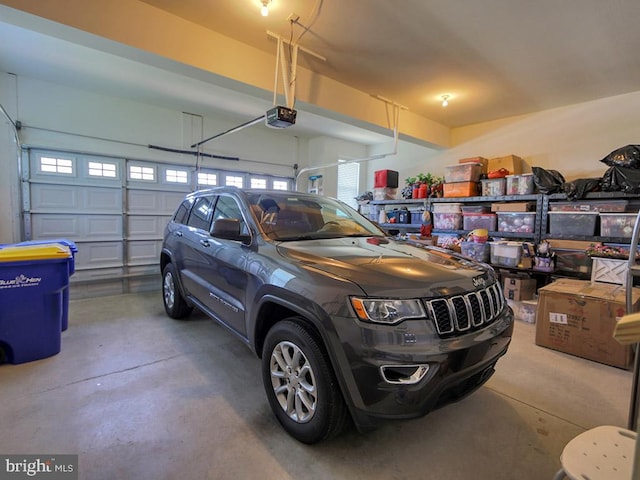 garage with a garage door opener