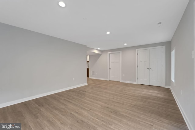 interior space with light hardwood / wood-style floors