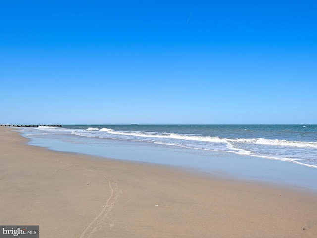 property view of water featuring a beach view