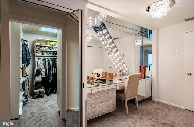 interior space featuring a closet and carpet floors