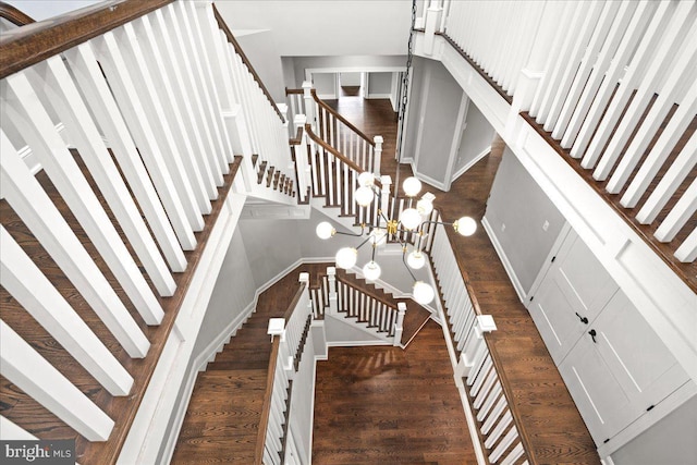 staircase featuring hardwood / wood-style flooring