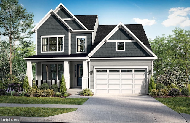 craftsman-style house featuring a garage and a porch