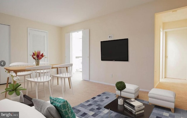 living room featuring carpet floors