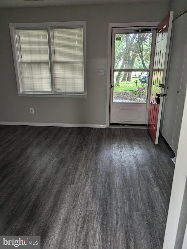 interior space with dark hardwood / wood-style floors