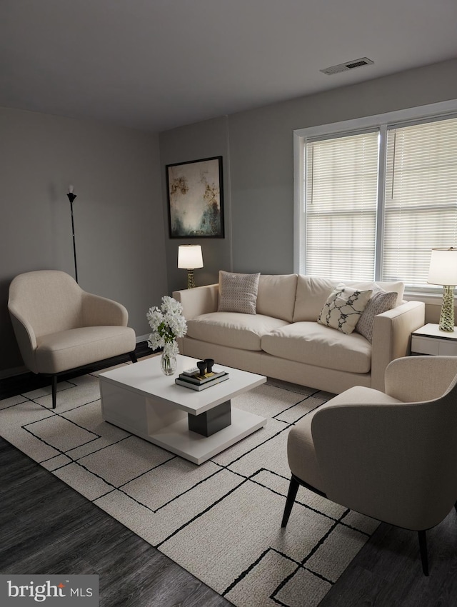 living room with wood-type flooring