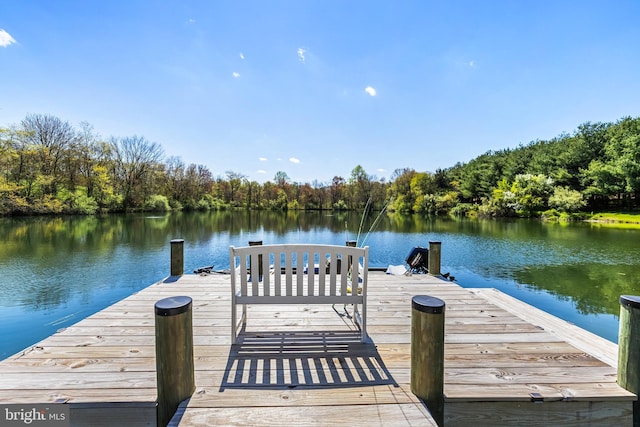 view of dock featuring a water view