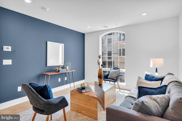 living room featuring light hardwood / wood-style flooring