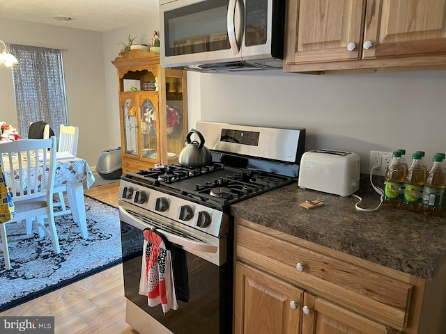 kitchen featuring stainless steel appliances and light wood-type flooring