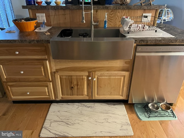 kitchen with light hardwood / wood-style floors and dishwasher