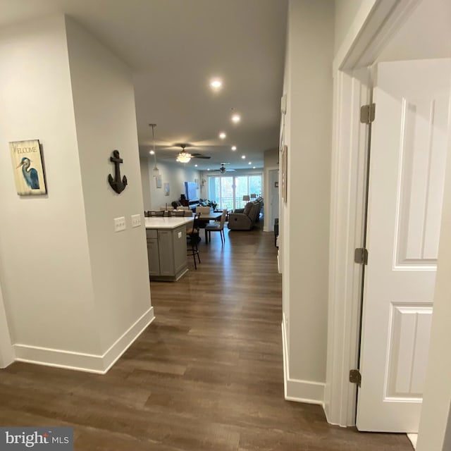 hall featuring dark hardwood / wood-style flooring