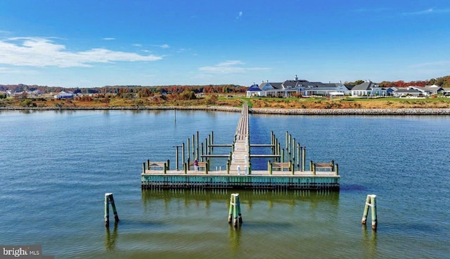 view of dock featuring a water view