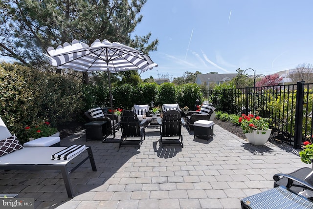 view of patio / terrace with an outdoor living space