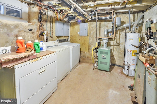 basement with independent washer and dryer and gas water heater