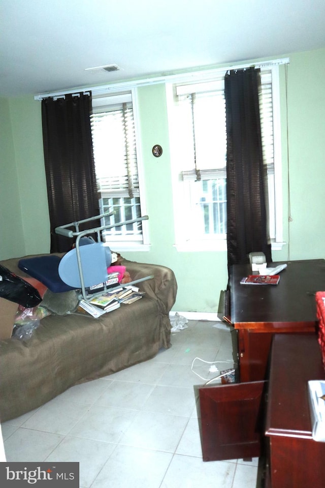 living room featuring tile flooring