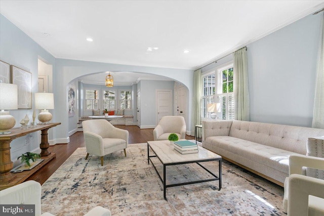 living room featuring wood-type flooring