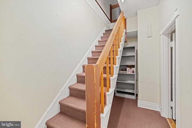 stairway with carpet floors