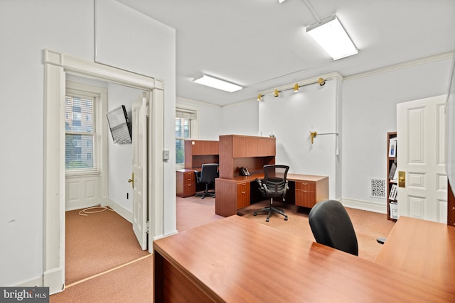 view of carpeted office