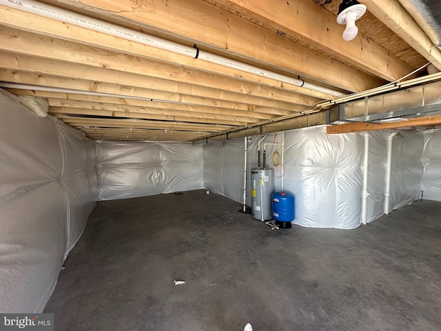 basement with water heater