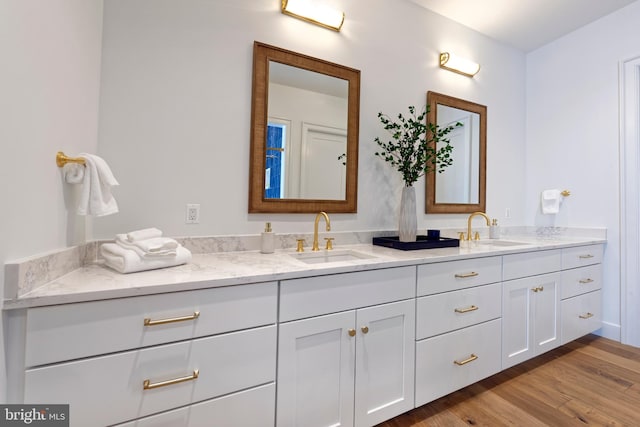 bathroom featuring vanity and wood-type flooring