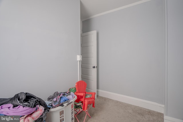 recreation room with carpet floors