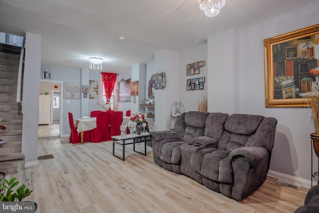 living room with wood-type flooring