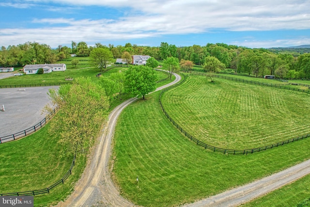 bird's eye view featuring a rural view