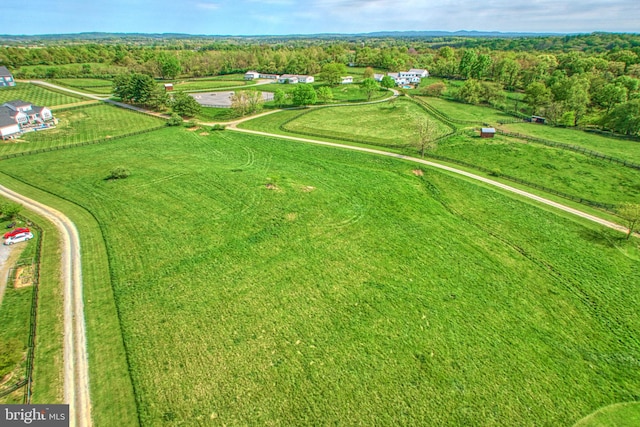 drone / aerial view featuring a rural view