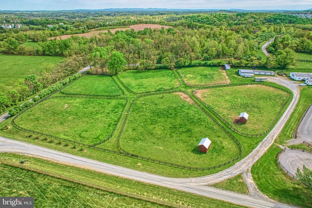 bird's eye view featuring a rural view