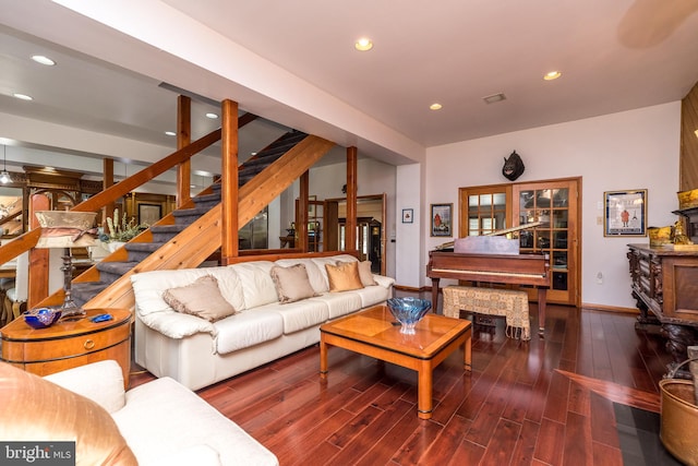 living room with hardwood / wood-style flooring