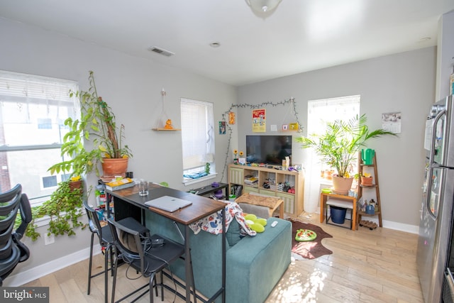 living room featuring light hardwood / wood-style flooring