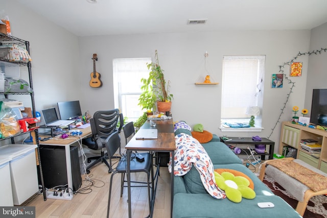 office space featuring light hardwood / wood-style flooring