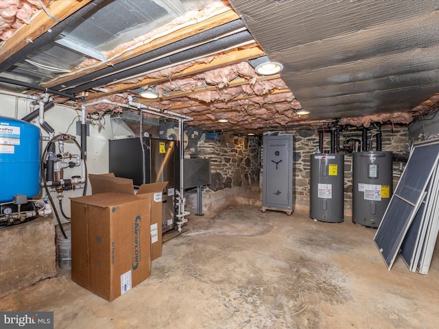 basement featuring water heater